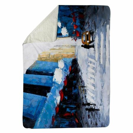 BEGIN HOME DECOR 60 x 80 in. Blue Buildings-Sherpa Fleece Blanket 5545-6080-CI242